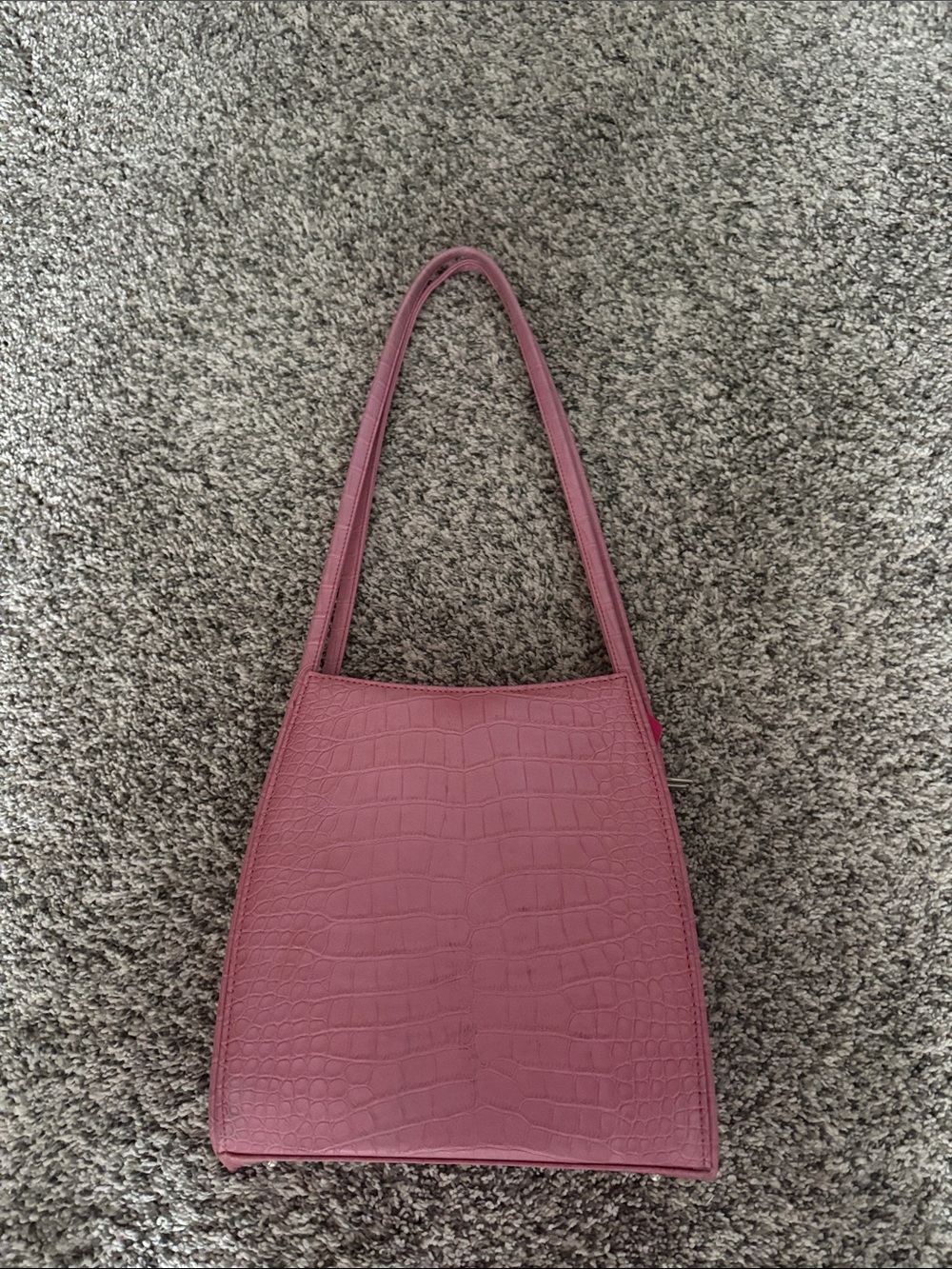 Pink Croc-Embossed Shoulder Bag